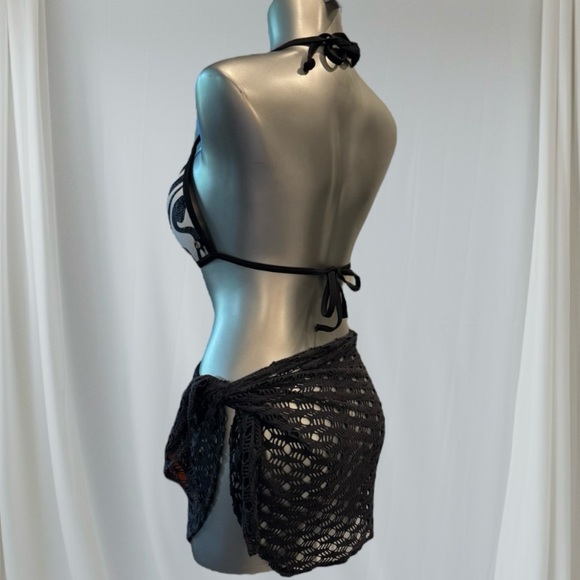 💟🇨🇦Vintage Chic Black Crochet Swim Coverup - Picture 9 of 13